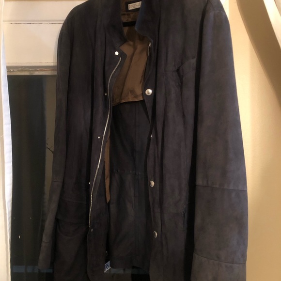 Men’s Cucinelli Very soft leather coat. Size M-L Color navy blue. - Picture 5 of 5